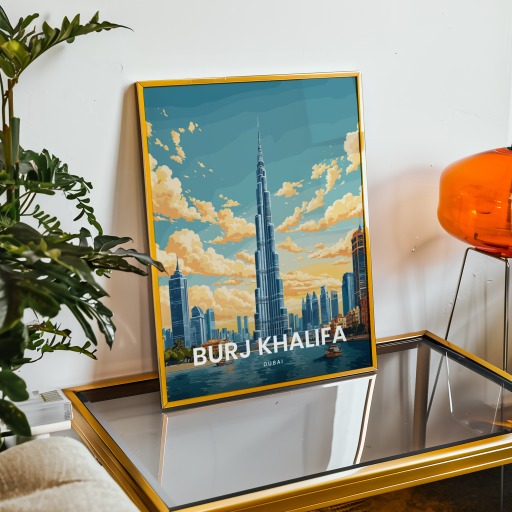 Burj Khalifa Travel Print - Vintage Travel Art Poster 9