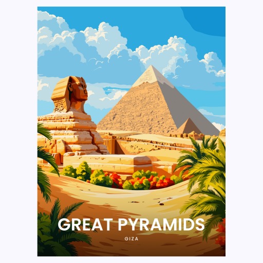 Great Pyramid of Giza Travel Print - Vintage Travel Art Poster 6