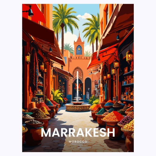 Marrakesh Travel Print - Vintage Travel Art Poster 6