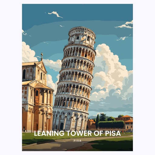 Tower of Pisa Travel Print - Vintage Travel Art Poster 6