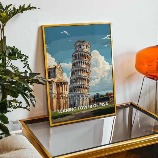 Tower of Pisa Travel Print - Vintage Travel Art Poster 8