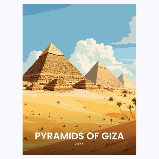 Pyramids of Giza Travel Print - Vintage Travel Art Poster 6