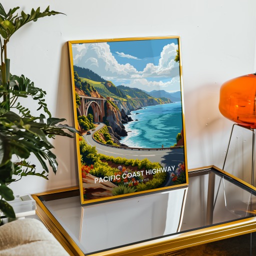 Pacific Coast Highway Travel Print - Vintage Travel Art Poster 9