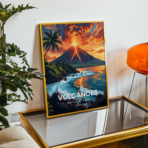 Volcanoes National Park Travel Print - Vintage Travel Art Poster 9
