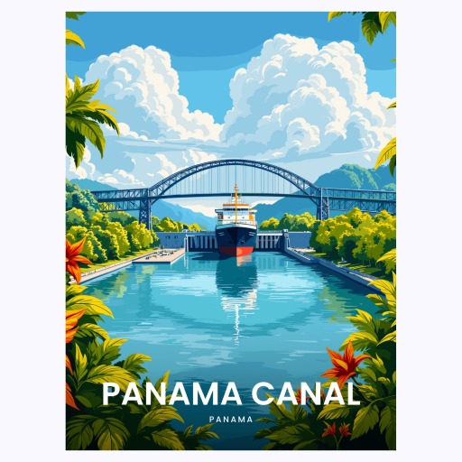 Panama Canal Travel Print - Vintage Travel Art Poster 6