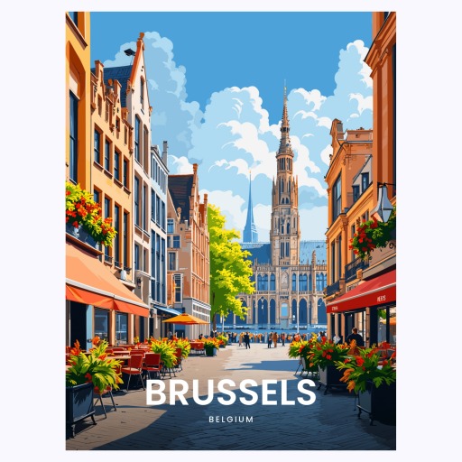 Brussels Travel Print - Vintage Travel Art Poster 6