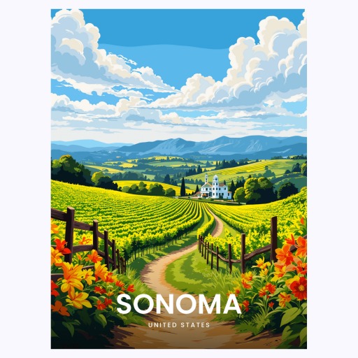 Sonoma Travel Print - Vintage Travel Art Poster 6