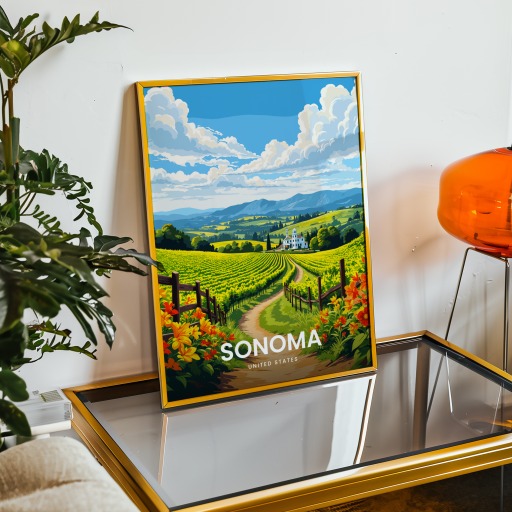 Sonoma Travel Print - Vintage Travel Art Poster 9