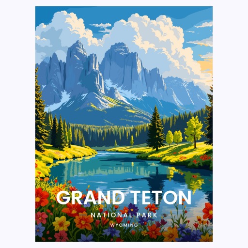 Grand Teton National Park Travel Print - Vintage Travel Art Poster 6