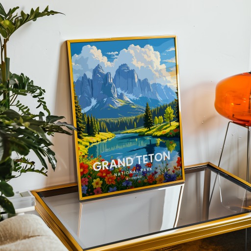 Grand Teton National Park Travel Print - Vintage Travel Art Poster 9