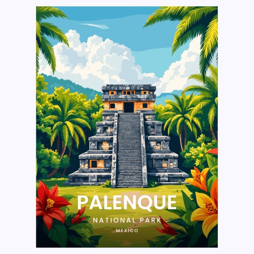 Palenque National Park Travel Print - Vintage Travel Art Poster 6