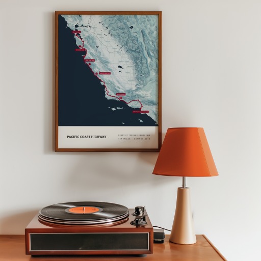 Our Pacific Coast Highway Road Trip Poster - Route Map 11