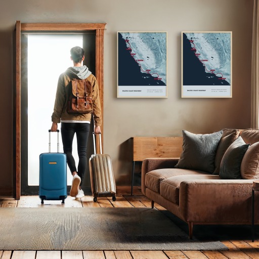 Our Pacific Coast Highway Road Trip Poster - Route Map 9