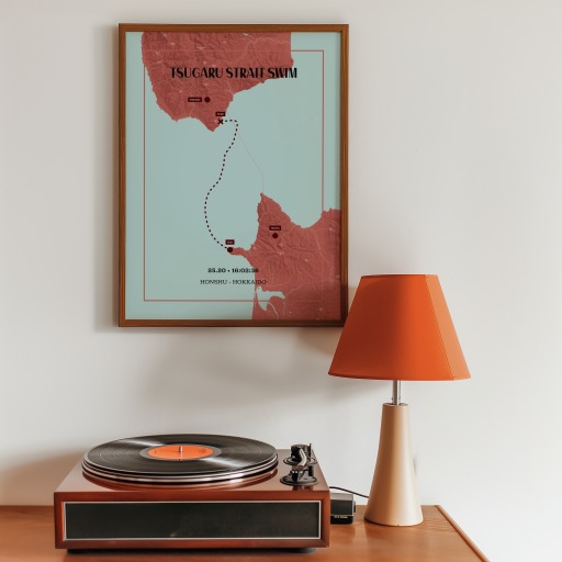 Tsugaru Strait Swim Poster - Route Map 9
