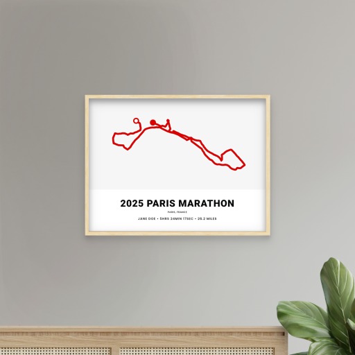 Minimalist 2025 Paris Marathon Poster - Route Map 10
