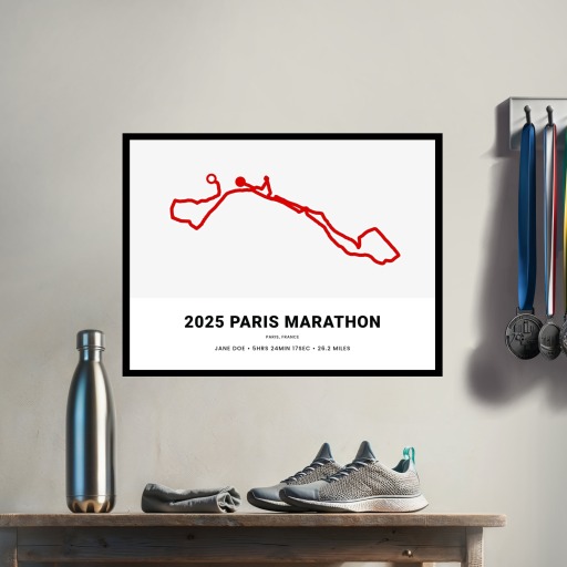 Minimalist 2025 Paris Marathon Poster - Route Map 8
