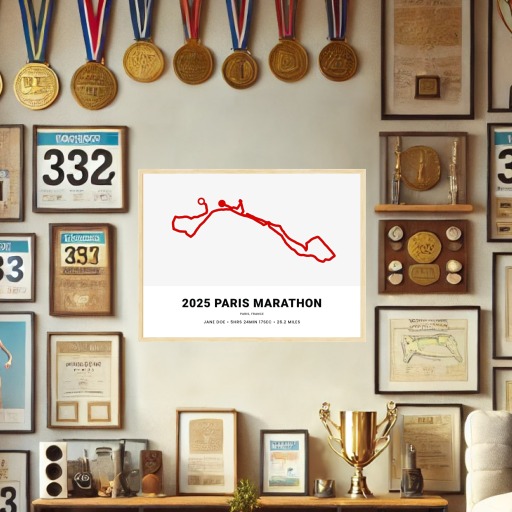Minimalist 2025 Paris Marathon Poster - Route Map 9
