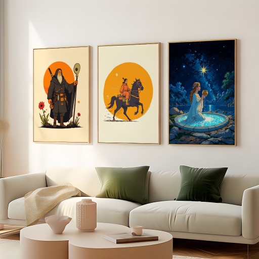 The Chariot in Vibrant Grunge Print - Custom Tarot Card Poster 7