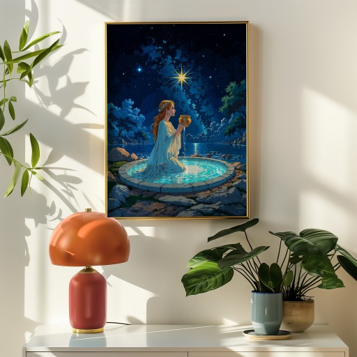The Star in Vibrant Grunge Print - Custom Tarot Card Poster 9