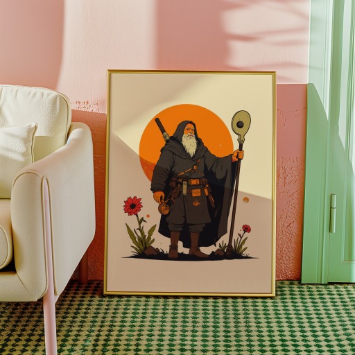 The Hermit in Vibrant Grunge Print - Custom Tarot Card Poster 10