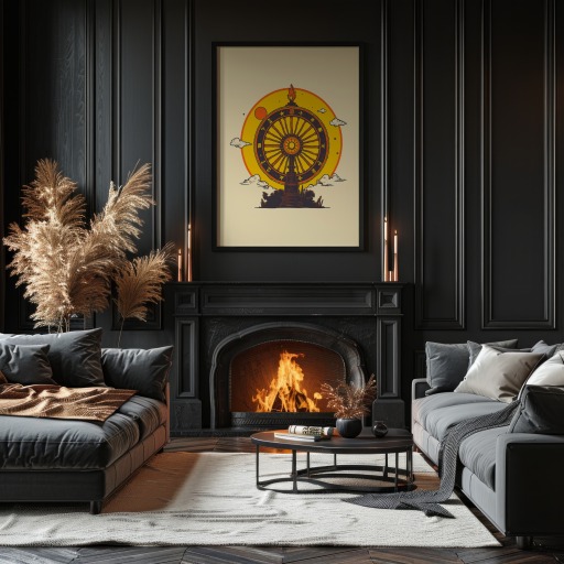 The Wheel of Fortune in Vibrant Grunge Print - Custom Tarot Card Poster 11