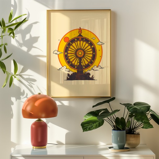 The Wheel of Fortune in Vibrant Grunge Print - Custom Tarot Card Poster 9