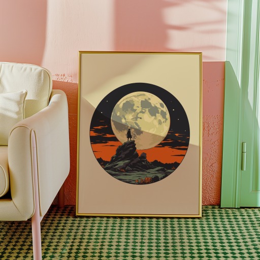 The Moon in Vibrant Grunge Print - Custom Tarot Card Poster 10