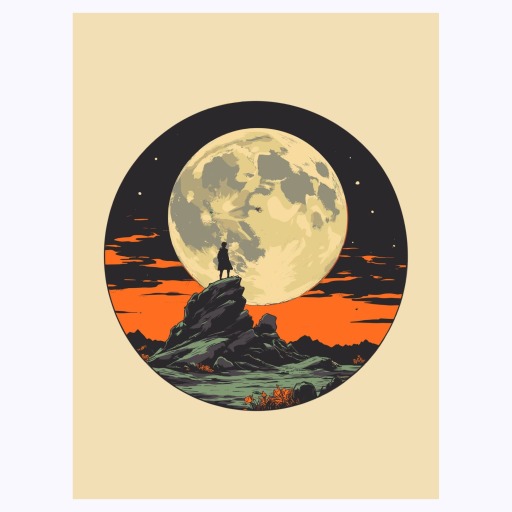 The Moon in Vibrant Grunge Print - Custom Tarot Card Poster 6