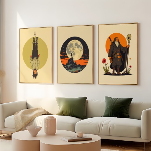 The Moon in Vibrant Grunge Print - Custom Tarot Card Poster 8