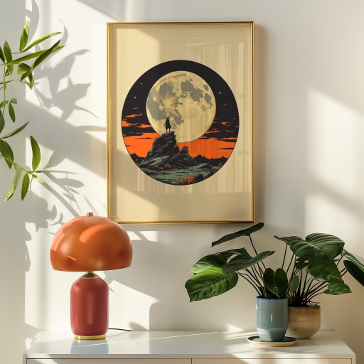 The Moon in Vibrant Grunge Print - Custom Tarot Card Poster 9