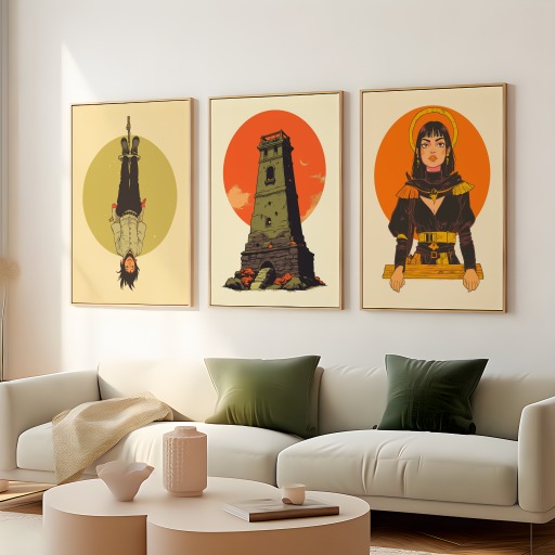 The Tower in Vibrant Grunge Print - Custom Tarot Card Poster 8