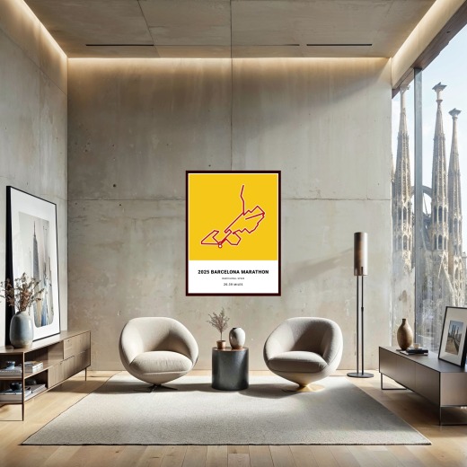 Minimalist 2025 Barcelona Marathon Poster - Route Map 2