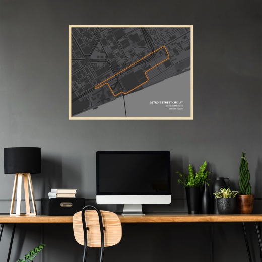 Detroit Street Circuit Poster - Track Map 2