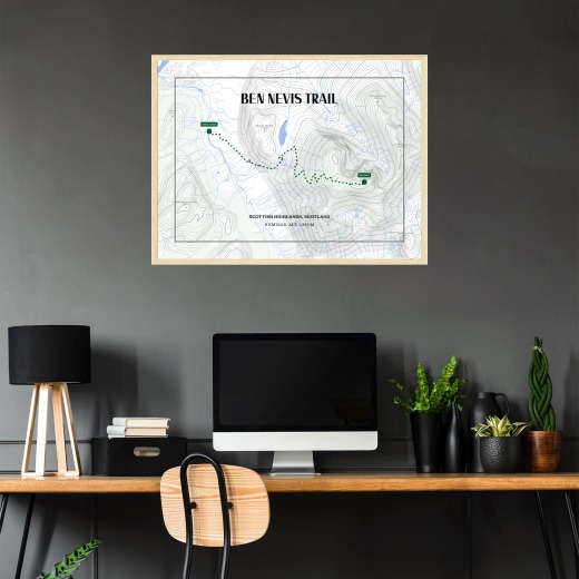 Ben Nevis Trail Hiking Trip Poster - Route Map 2