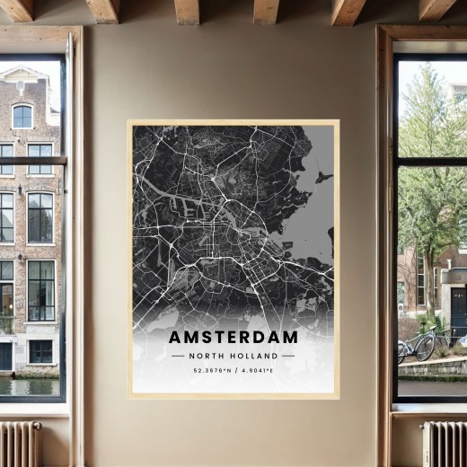 Amsterdam in Dark Poster - Street Map 2