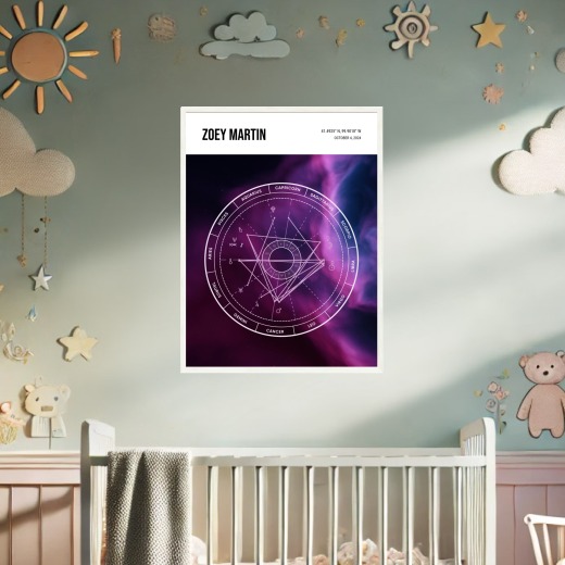 The Day Zoey Arrived Poster - Nebula - Natal Chart 2