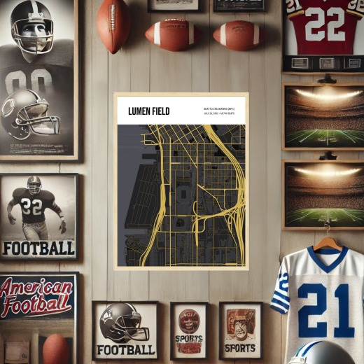 Seattle Seahawks Stadium Poster - Street Map 2