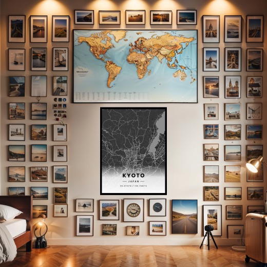 Kyoto in Dark Poster - Street Map 2