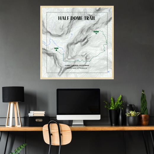 Half Dome Trail Hiking Trip Poster - Route Map 2