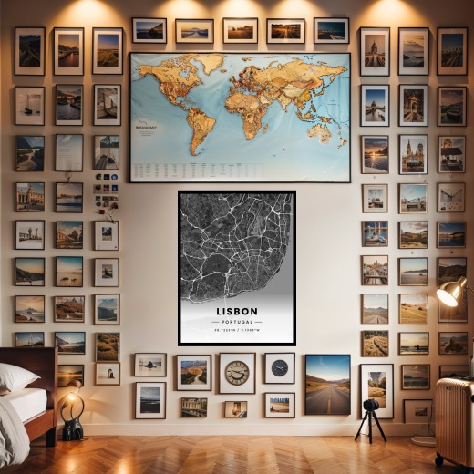 Lisbon in Dark Poster - Street Map 2