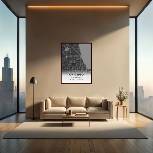 Chicago in Dark Poster - Street Map 2