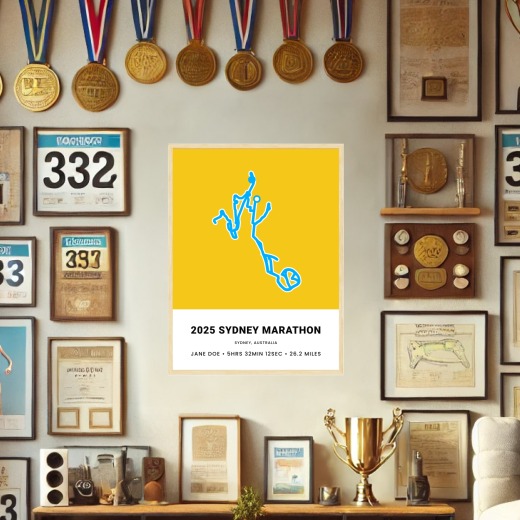 Minimalist 2025 Sydney Marathon Poster - Route Map 2