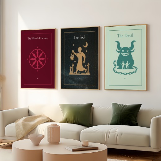 The Fool in Block Print - Custom Tarot Card Poster 8