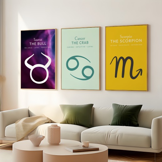 Cancer in Wavy Paintbrush Print - Custom Zodiac Sign Poster 8