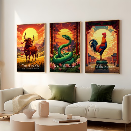 Snake in Enchanted Surrealism Print - Custom Chinese Zodiac Poster 8