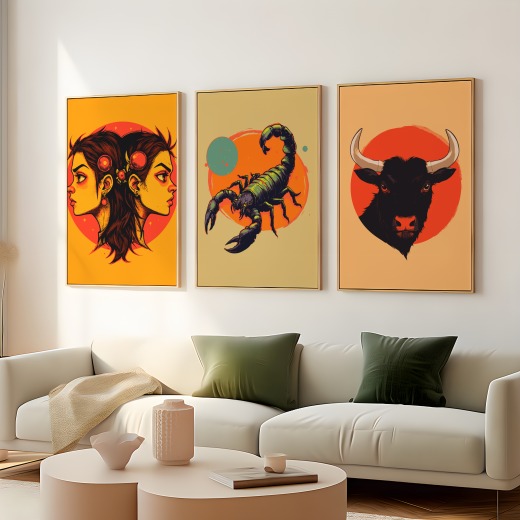 Scorpio in Vibrant Grunge Print - Custom Zodiac Sign Poster 8