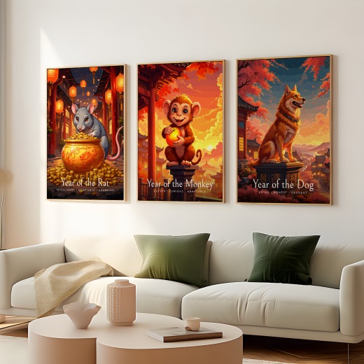 Monkey in Enchanted Surrealism Print - Custom Chinese Zodiac Poster 8