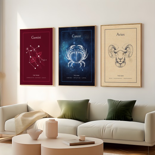 Cancer in Embellished Outline Print - Custom Zodiac Sign Poster 7