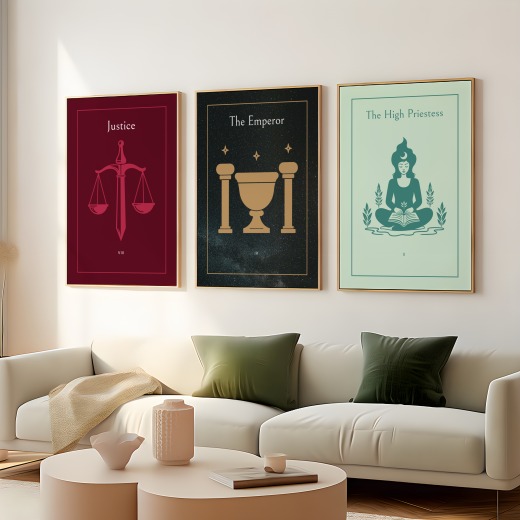 The Emperor in Block Print - Custom Tarot Card Poster 8