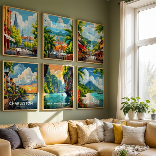 Rock Climbing in Railay Travel Print - Vintage Travel Art Poster 7